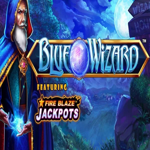 Slots logo of Blue Wizard Fire Blaze Jackpots from Rarestone Gaming at Spinoloco Casino