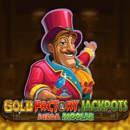 Gold Factory Jackpots Mega Moolah online game logo by Aurum Signature Studios on sspinoloco.com